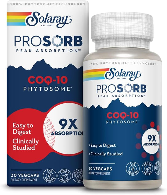 SOLARAY CoQ-10 Phytosome - 9X Absorption CoQ10 200mg - Easy-to-Digest Antioxidants Supplement - Vegan and Made Without Soy - 60-Day Guarantee - 30 Servings, 30 VegCaps