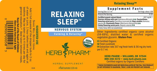 Herb Pharm Relaxing Sleep Herbal Formula with Valerian Liquid Extract - 4 Ounce