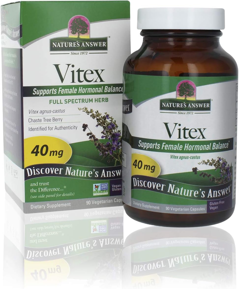 Nature's Answer Vitex Chastetree Berry Supplement, 90-Vegetarian Capsules, 2 Count | Hormonal Balance | Ovulation Support | Menopausal Support