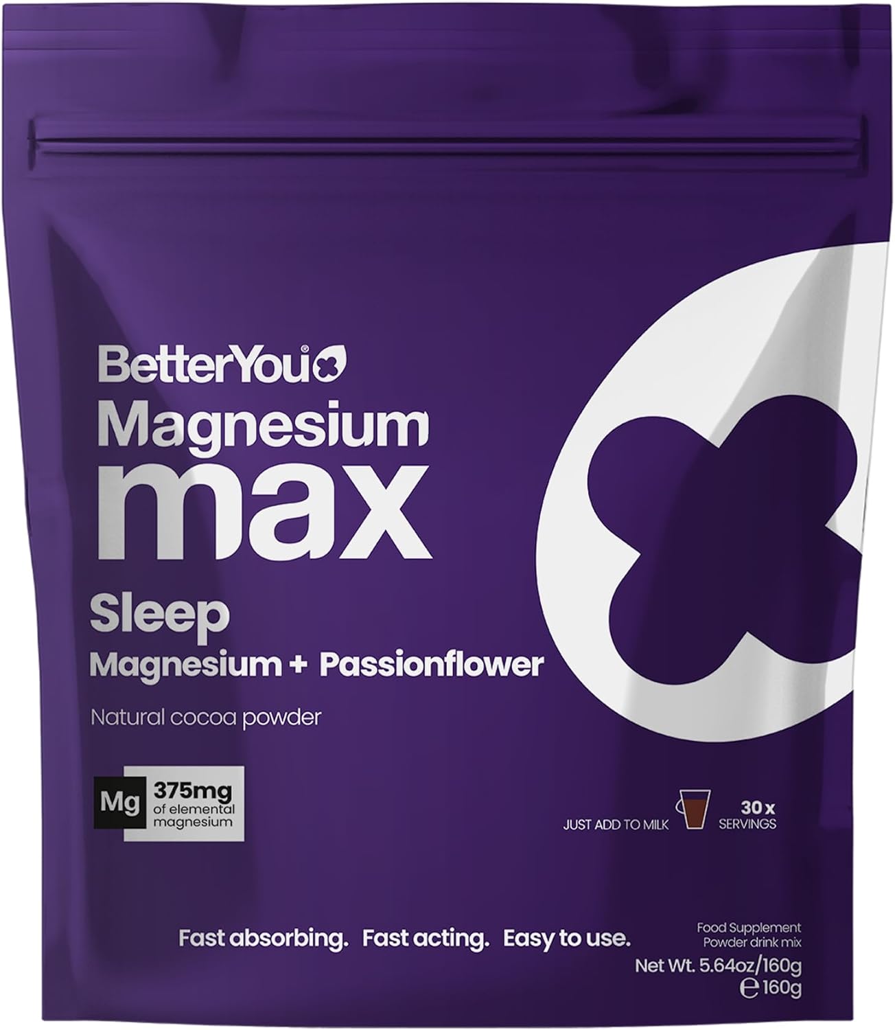 Betteryou Magnesium Glycinate, Citrate And Malate Sleep Powder Supplement, 1941Mg 3-In-1 Complex Magnesium Delivering Optimally Bioavailable 375Mg Elemental 200Mg Passionflower, Hot Chocolate Powder