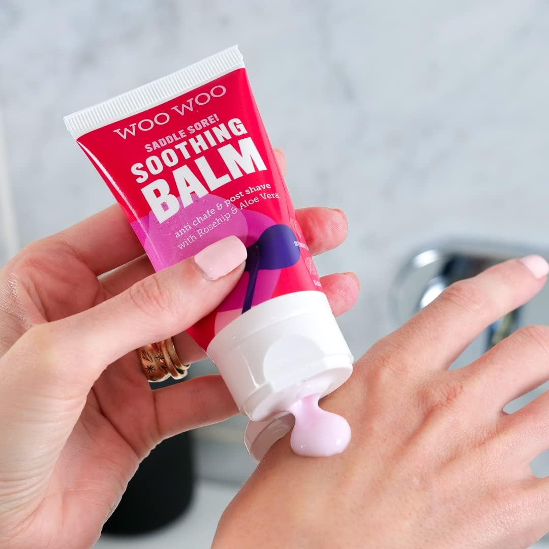 WooWoo Saddle Sore! Womens Soothing Moisturising Balm, Vegan Post Shave Anti Chaffing Cream For Sensitive Skin With Chamomile Rosehip Oil and Aloe Vera - 50ml : Amazon.co.uk: Health & Personal Care
