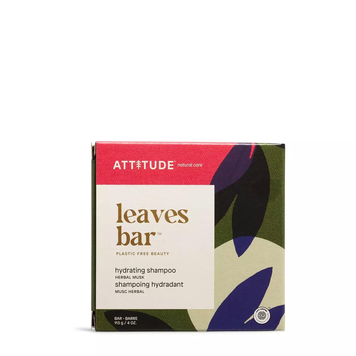 ATTITUDE Hair Shampoo Bar, Plant and Mineral-Based Ingredients, EWG Verified and Plastic-free Beauty Care, Vegan and Cruelty-free, Hydrating, Herbal Musk, 4 Oz