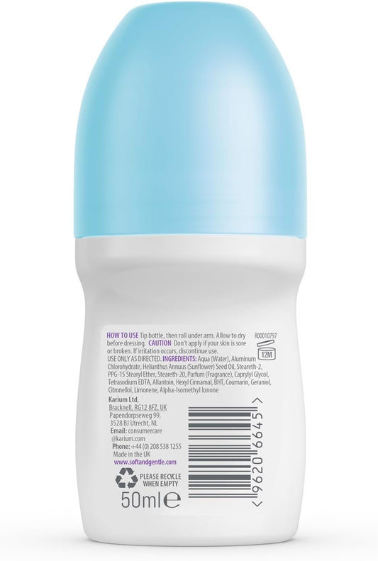 Soft & Gentle Cotton Touch Womans Anti-Perspirant Deodorant Roll-On 50Ml, 48H Sweat & Odour Protection, Alcohol Free, Gentle On Skin, Floral Scent, Long-Lasting Fragrance, No White Marks