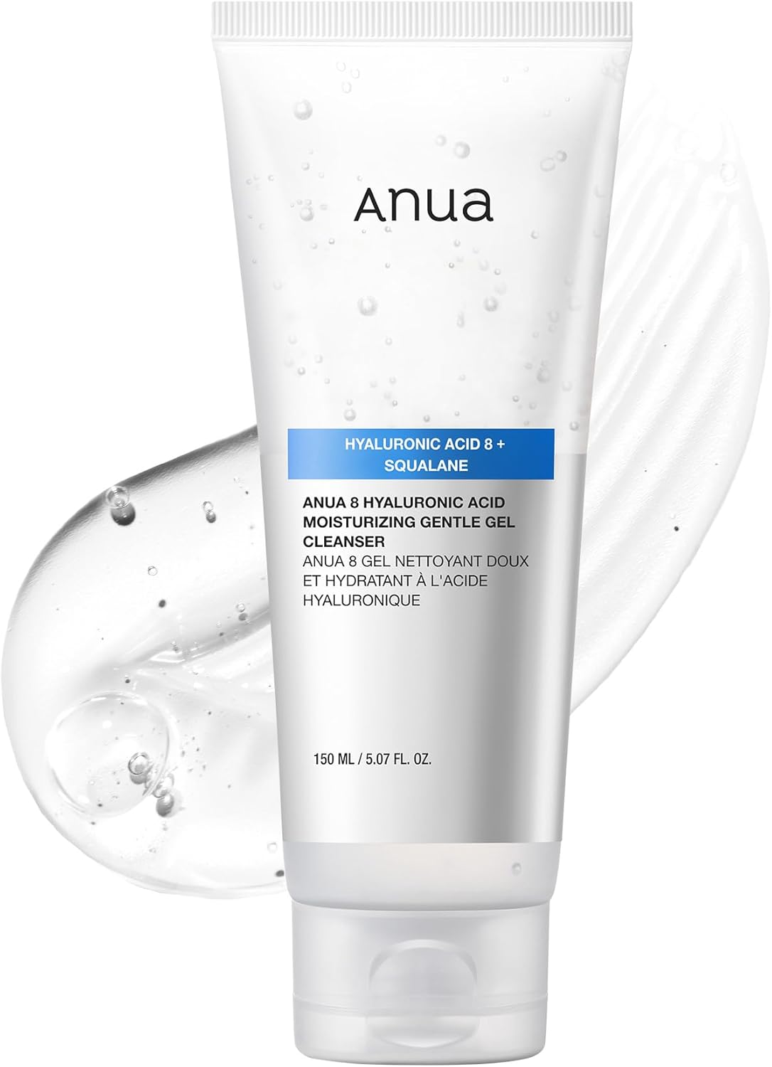Anua Moisturizing Gentle Gel Cleanser, Hyaluronic Acid, Squalane, Ceramide, Foaming Facial Korean Cleanser, Ph Balance, Daily Hydrating Face Wash, 150Ml/5.07Fl Oz
