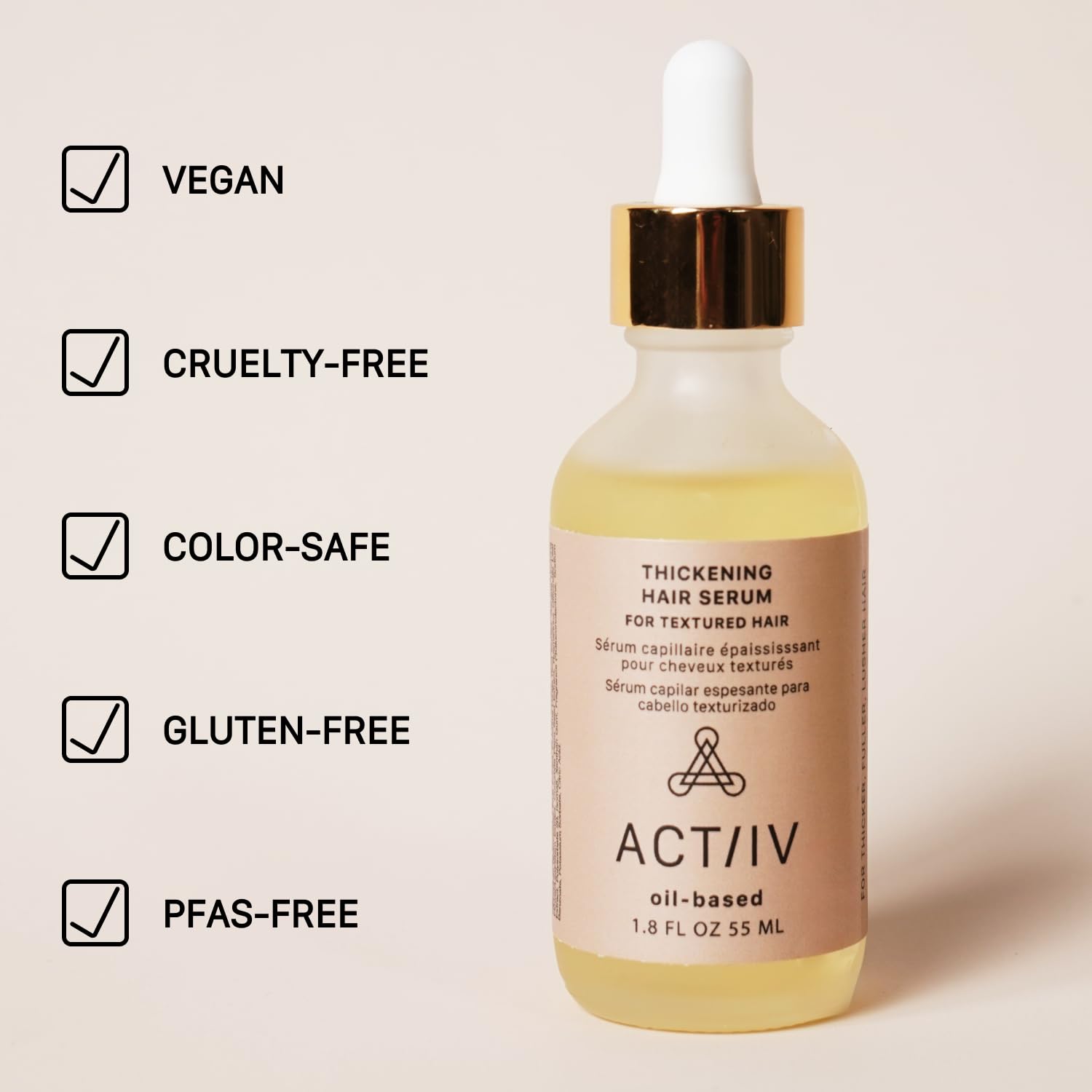 Actiiv Thickening Hair Serum - Oil Based | Supports The Appearance Of Thicker, Fuller-Looking Hair, For Textured & Curly Hair, Deeply Nourishes & Strengthens Roots, Non-Greasy, All Hair Types, 1.8 Oz : Beauty & Personal Care