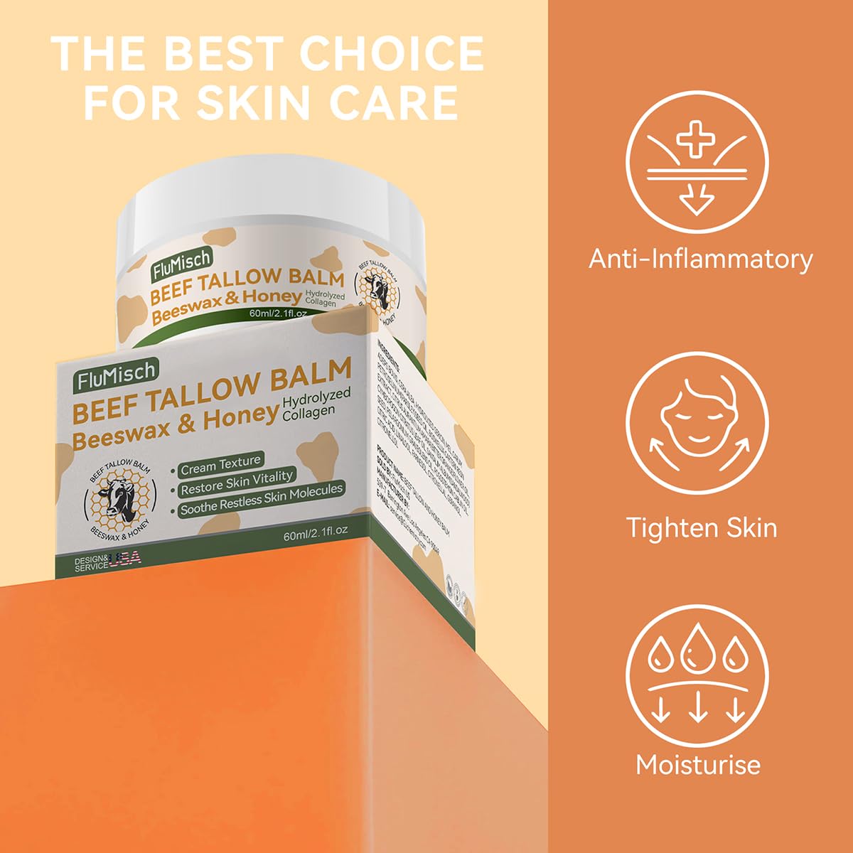 Flumisch Beef Tallow Moisturizer, Tallow And Honey Balm For Skin, Grass Fed Beef With Whipped Tallow Balm, Organic Raw Honey And Beeswax, Moisturizing Cream For Body Skin Care (60Ml/2.1Fl.Oz) : Beauty & Personal Care