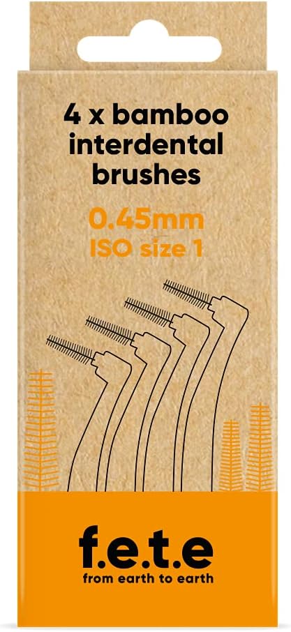 F.E.T.E | Orange Iso Size 1-0.45Mm Bamboo Interdental Brushes | Biodegradable & Compostable Handle | Recyclable Soft Bristles | Sustainable | Vegan