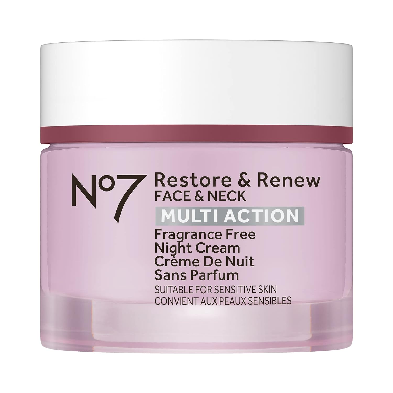 No7 Restore & Renew Multi Action Face & Neck Night Cream - Collagen Peptide Anti-Aging Face Cream - Hydrating Hyaluronic Acid + Skin Firming Fragrance Free Night Cream (50Ml)