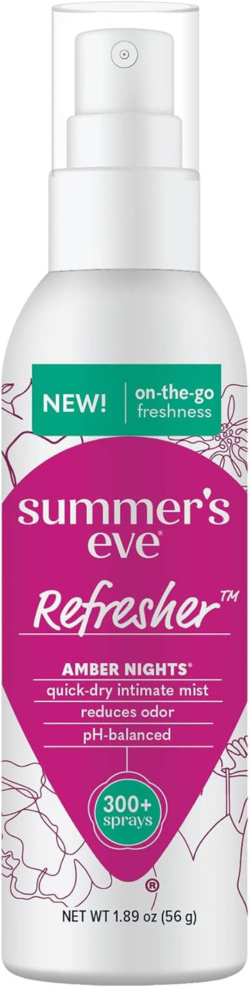 Summer'S Eve Refresher Mist, Feminine Spray Reduces Odor, Amber Nights, Body Spray For Women, 1.89 Oz Bottle