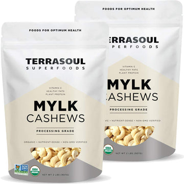 Terrasoul Superfoods Organic Raw Cashews (Mylk Grade), 4 Lbs (Pack Of 2), Premium Quality For Snacking, Desserts, Cashew Milk And Nut Butter Making