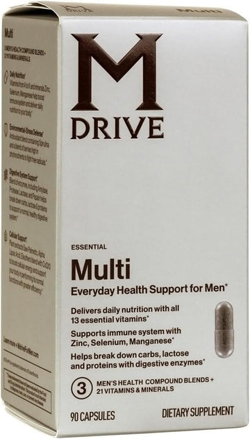 Mdrive Multivitamin For Men, Daily Multivitamin - Immune Health Support From Zinc, Selenium, Manganese & Vitamin D, Enzymes For Digestive Support, Coq10 For Energy And Vitamin K2, 90 Capsules