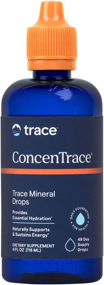 Trace Minerals Concentrace Trace Mineral Drops - Liquid Supplement For Bone & Joint Support - Aids Hydration & Electrolyte Restoration - Unflavored-Original, 4 Fl Oz (48 Servings)