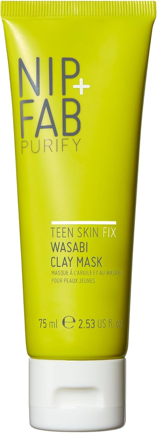 Nip+Fab Teen Skin Fix Wasabi Clay Mask, 75 Ml, Purifies Congested Pores With Kaolin Clay And Bha Salicylic Acid, Healing And Moisturizing Formula