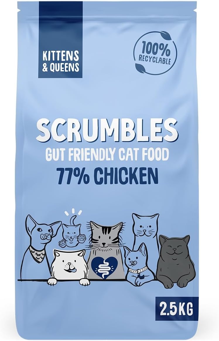 Scrumbles All Natural Dry Kitten Food with 77% Chicken, High Protein Food for Growing Kittens, 2.5Kgpackage may vary?CKC25-1