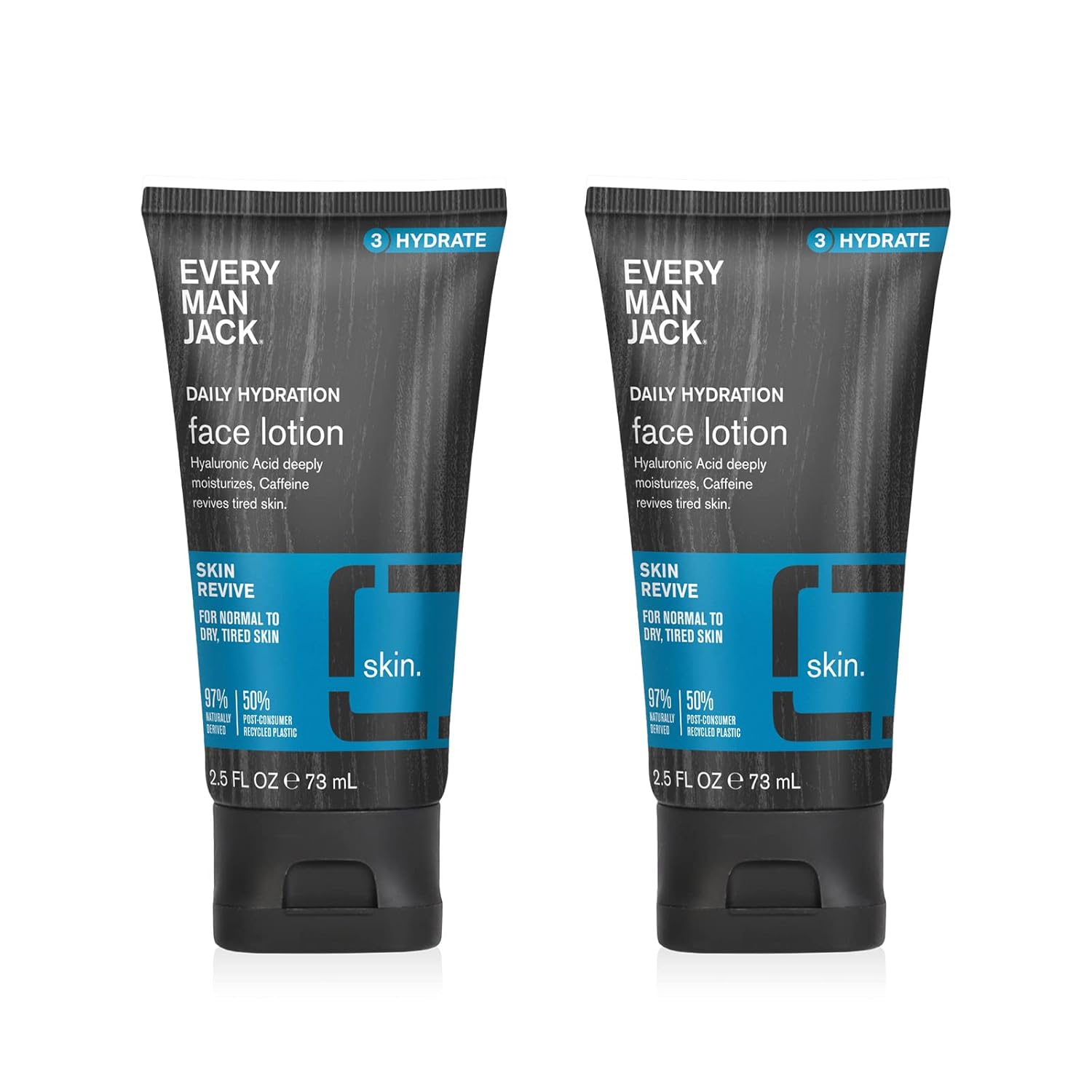 Every Man Jack Daily Face Lotion For Men - Deeply Moisturize And Revive Dry, Tired Skin With Hyaluronic Acid, Aloe Vera And Niacinamide - 2.5 Oz Men’S Face Lotion (2 Pack)