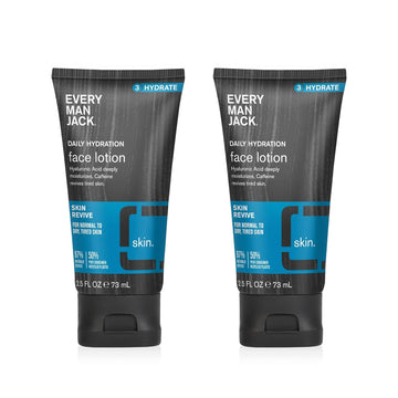 Every Man Jack Daily Face Lotion For Men - Deeply Moisturize And Revive Dry, Tired Skin With Hyaluronic Acid, Aloe Vera And Niacinamide - 2.5 Oz Men’S Face Lotion (2 Pack)