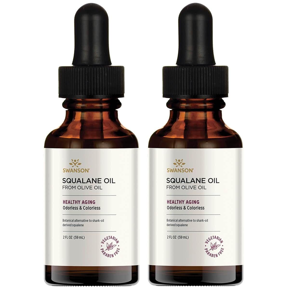 Swanson Vegetarian Squalane Oil 2 Fl Ounce (59 Ml) Liquid (2 Pack)