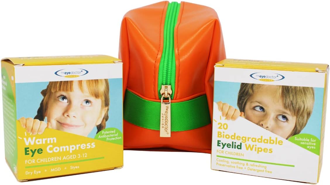 The Eye Doctor Junior Healthy Eye Kit - Kids Heated Eye Compress & 20X Eyelid Wipes For Dry Eyes - Tired Sore Dry Eyes Treatment - Children'S Warm & Cold Mask & Individually Wrapped Cleansing Wipes