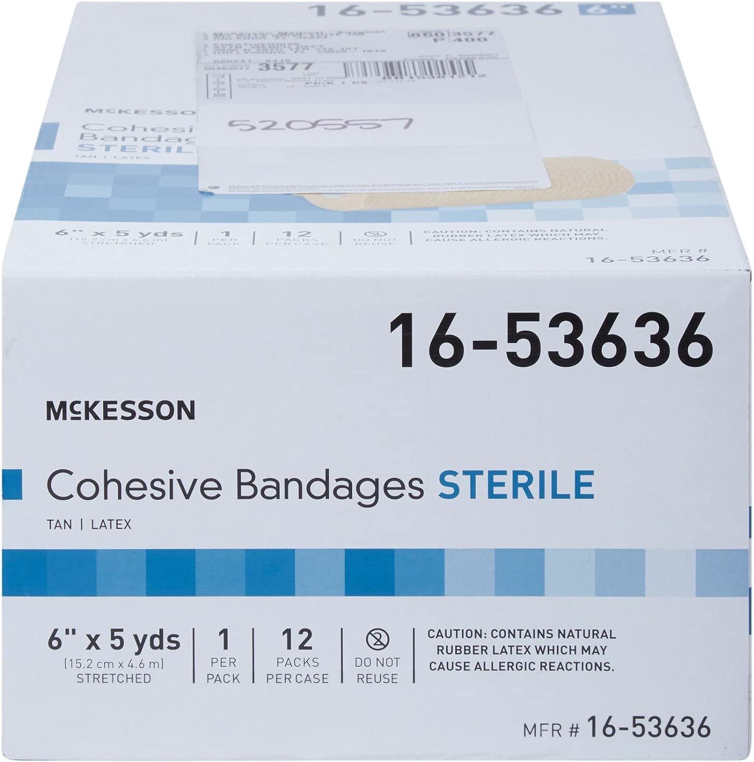 McKesson Cohesive Bandage, Sterile, Self-Adherent Closure, Tan, 6 in x 5 yds, 1 Count, 1 Roll
