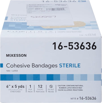 Mckesson Cohesive Bandage, Sterile, Self-Adherent Closure, Tan, 6 In X 5 Yds, 1 Count, 1 Roll