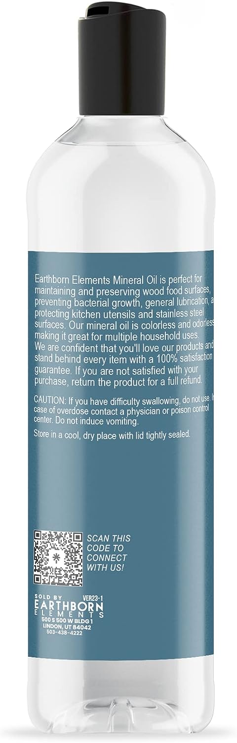 Earthborn Elements Mineral Oil 8 fl oz, Pure & Undiluted, No Additives Clear