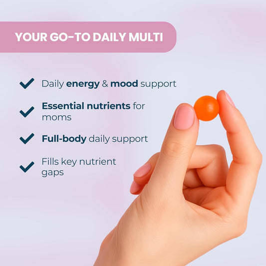 Baby Blues Women'S Multivitamin Gummies – Daily Energy, Immune, Mood & Beauty Support – Vegan Chewable Supplement For Moms With Biotin, Vitamin C, D3, B12, Zinc & Iron