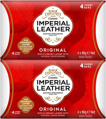 Imperial Leather Bar Soap Original Classic Cleansing Bar, Gentle Skin Care, Bulk Buy, Pack Of 8 X 4 Bars (Total 32 Bars)