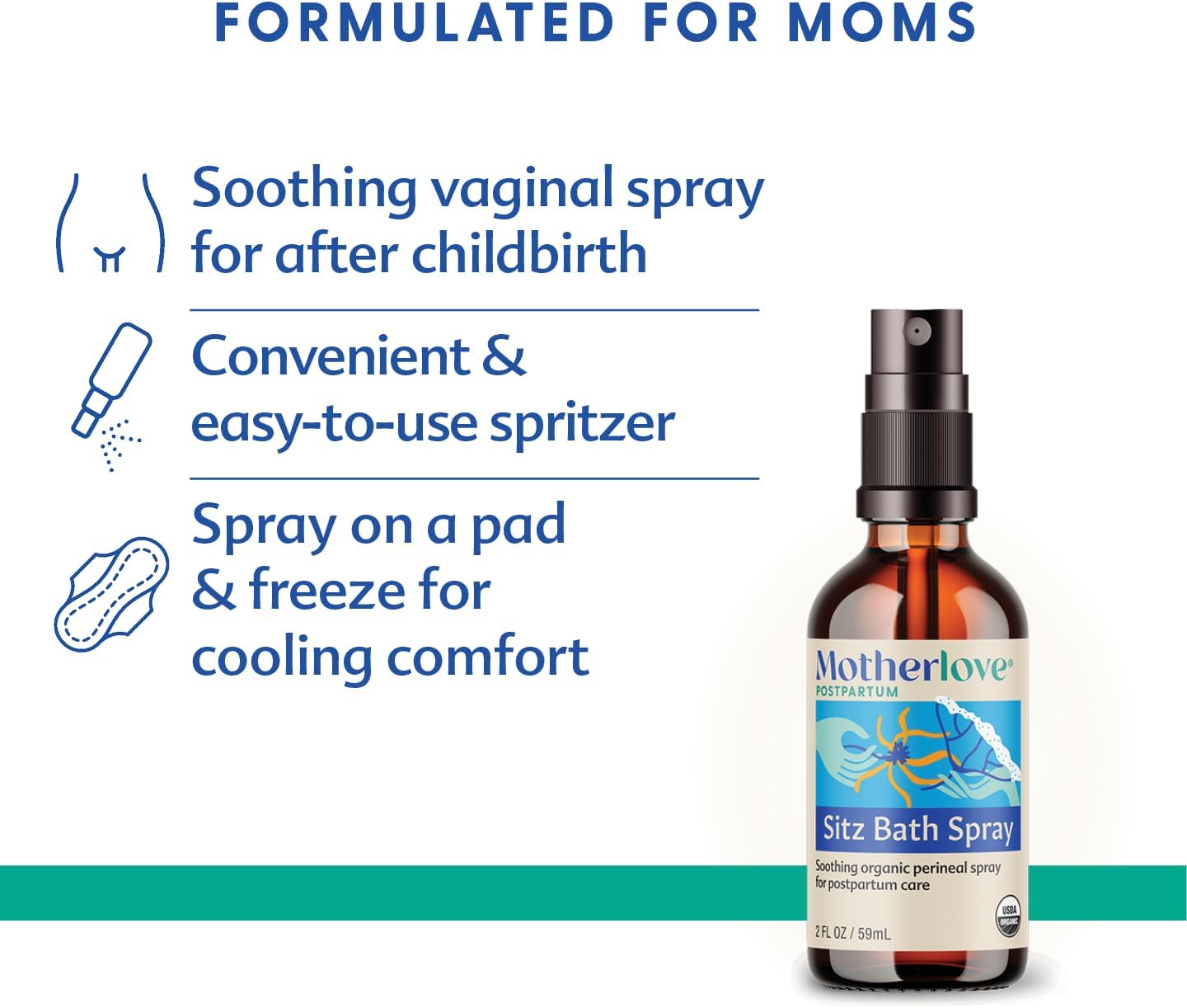 Motherlove Sitz Bath Spray (4 Oz Value Size) Sitz Bath For Postpartum Care—Herbal Perineal Spray W/Witch Hazel—Usda Organic, Vegan, & Cruelty Free