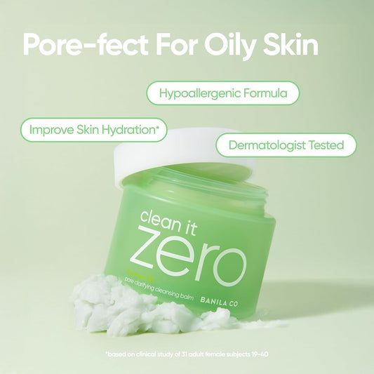Banila Co Clean It Zero Pore Clarifying Cleansing Balm Big Size | Korean Makeup Remover, Cleanser For Oily And Acne Prone Skin | Vegan | Made With Aha-Pha & Tea Tree Extract (180Ml / 6.08 Fl.Oz)