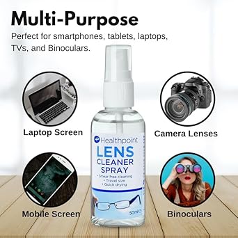 Healthpoint Lens Cleaning Spray - Ultimate Glasses Cleaner Spray For Crystal Clear Vision - Versatile Screen Cleaner Spray For Monitors, Tvs & Devices - Efficient Glass Cleaner 2 Pack + Cheeroo Magnet