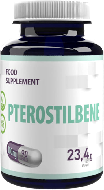 Pterostilbene 100Mg 90 Vegan Capsules, Certificate Of Analysis By Agrolab Germany, High Strength Supplement, Gluten And Gmo Free