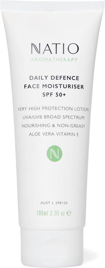 Natio Australia Aromatherapy Daily Defence Face Moisturiser With Spf 50, 100 Ml - Moisturising Sunscreen - Broad Spectrum Face Sunscreen
