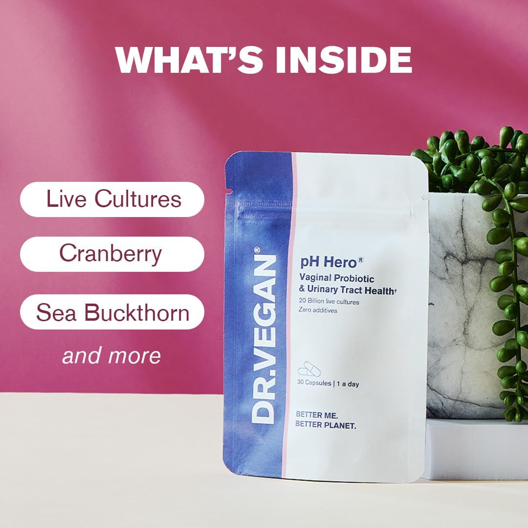 DR.VEGAN | pH Hero® | Supports Balanced Vaginal Flora | 50bn CFU | Cranberry | Sea Buckthorn | Prevents UTIs and Infections : Amazon.co.uk: Health & Personal Care