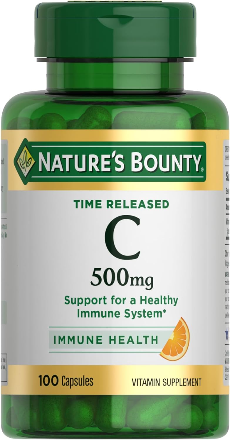 Nature's Bounty Time Released Vitamin C, Immune Support, Vitamin Supplement, 500mg, 100 Capsules