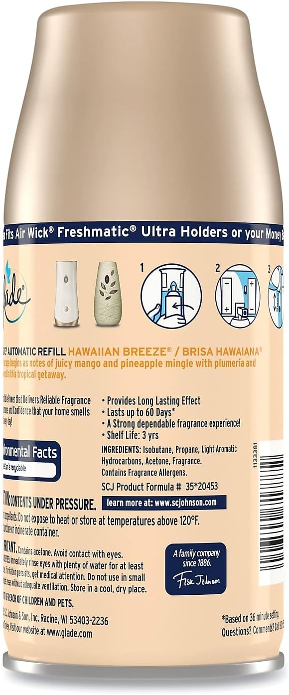 Glade Automatic Air Freshener, Hawaiian Breeze, 6.2 oz, 6/Carton (337689) : Health & Household