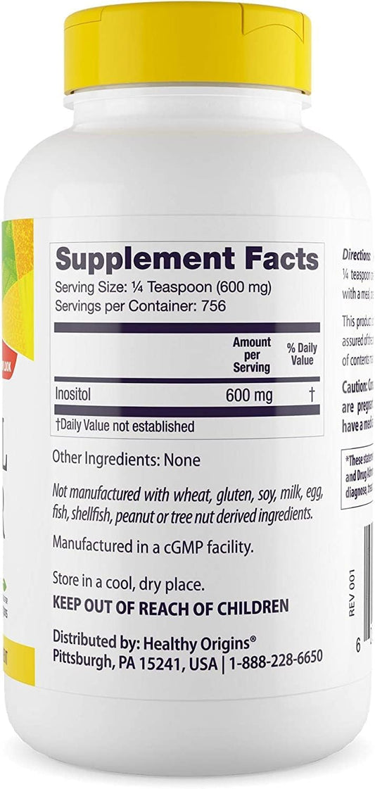 Healthy Origins Inositol Powder, 454 g - for Skin, Hair & Nail Health - Vitamin B8 Powder Supplement - Part of The B Complex Family - Vegan, Non-GMO & Gluten-Free Supplement - 1