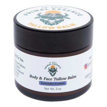 Dr. Dave'S Primal Essence Grass Fed Beef Tallow Balm For Face And Body With Shea Butter, Organic Jojoba Oil, Honey, And Beeswax – Beef Tallow For Skin – Lavender And Lemon – 2 Oz