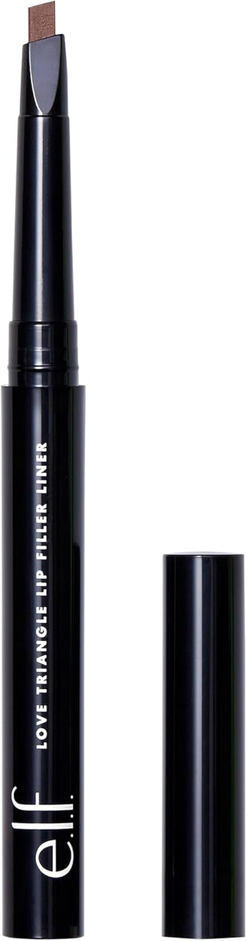 E.L.F. Love Triangle Lip Filler Liner, 2-In-1 Lip Liner Pencil For Sculpting & Filling, Long-Lasting Intense Colour, Deep Brown