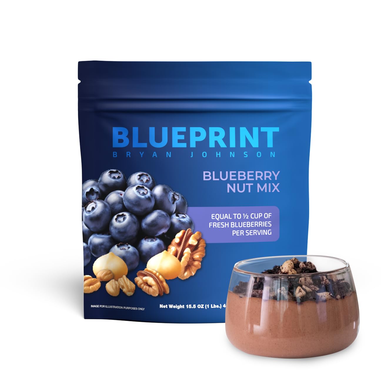 Blueprint Bryan Johnson Blueberry Nut Mix - Real Blueberries, Roasted Macadamia Nuts And Walnuts - No Additives Or Added Sugars - Keto And Paleo Friendly - 170Mg Polyphenols (30 Servings)