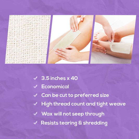 Satin Smooth Natural Muslin Waxing Cloth Roll For Hair Removal, 3.5 In X 40 Yards