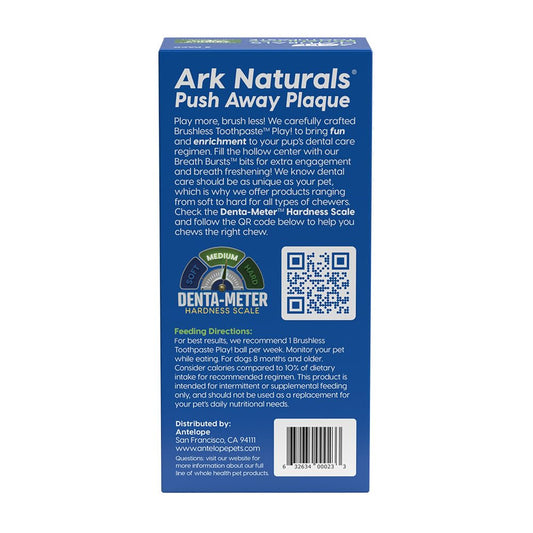 Ark Naturals, Brushless Toothpaste Play!, 4-In-1 Cleaning Dental Chew Play Ball, 2 Pack