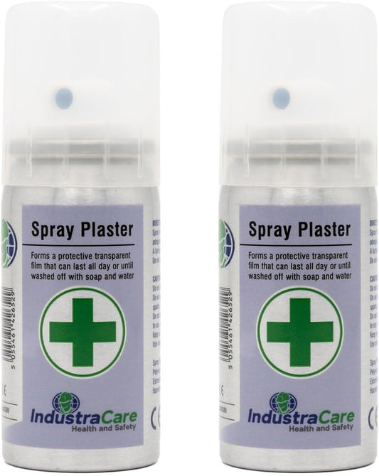 Industracare Spray Plaster Transparent Film Wound Protection, 32.5Ml, Protect Cuts & Grazes - Twin Pack