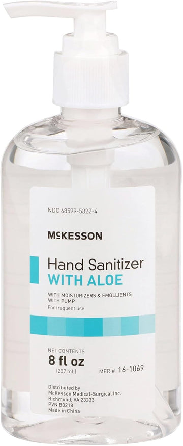 Mckesson Hand Sanitizer With Aloe, 62% Ethyl Alcohol, 8 Oz, 1 Count, 24 Packs, 24 Total