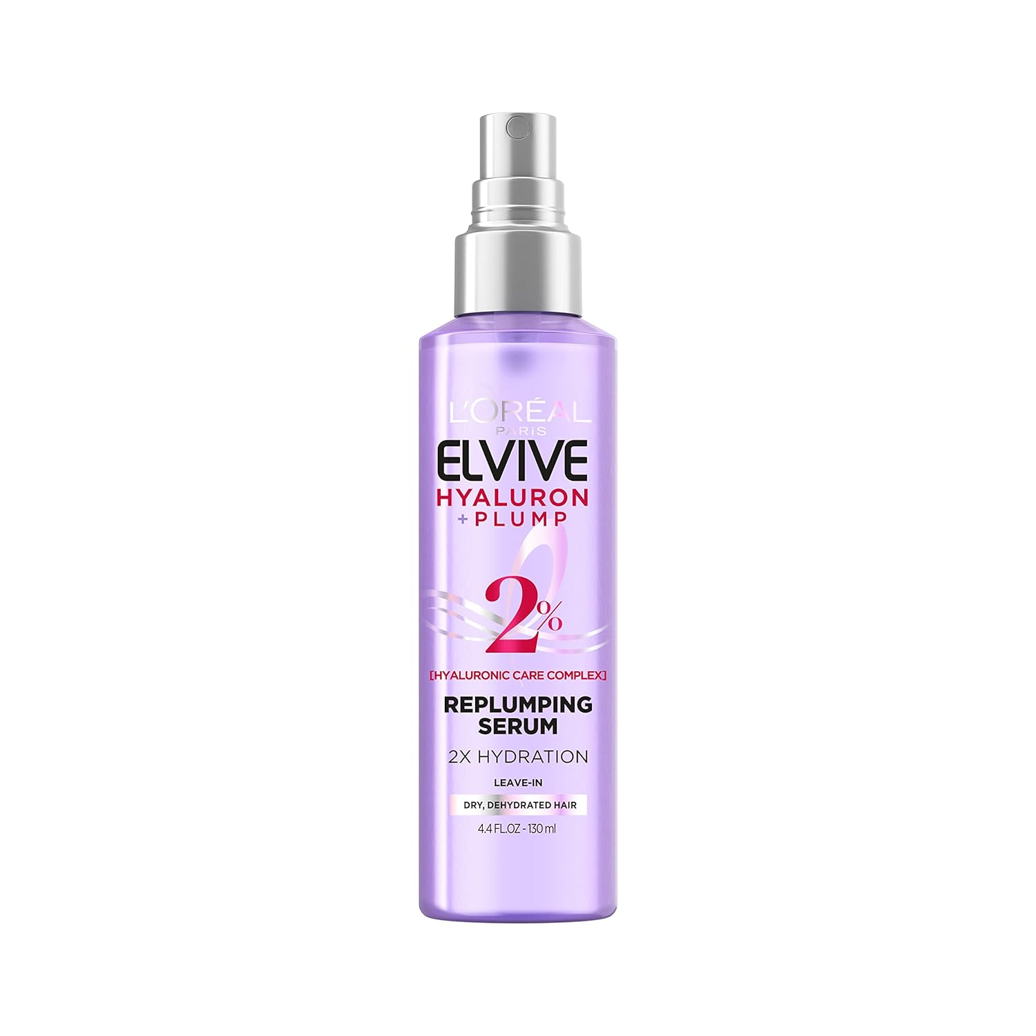 L'Oreal Paris Elvive Hyaluron Plump Moisture Plump Hair Serum For Dehydrated, Dry Hair With Hyaluronic Acid Care Complex, Paraben-Free, 4.4 Fl Oz