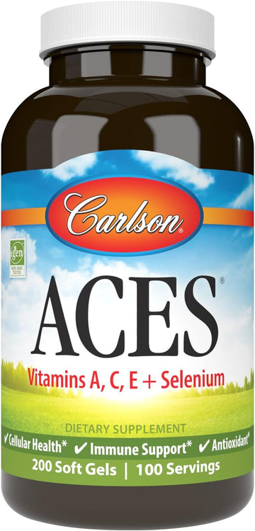 Carlson - ACES, Vitamins A, C, E + Selenium, Cellular Health & Immune Support, Antioxidant, 200 Softgels