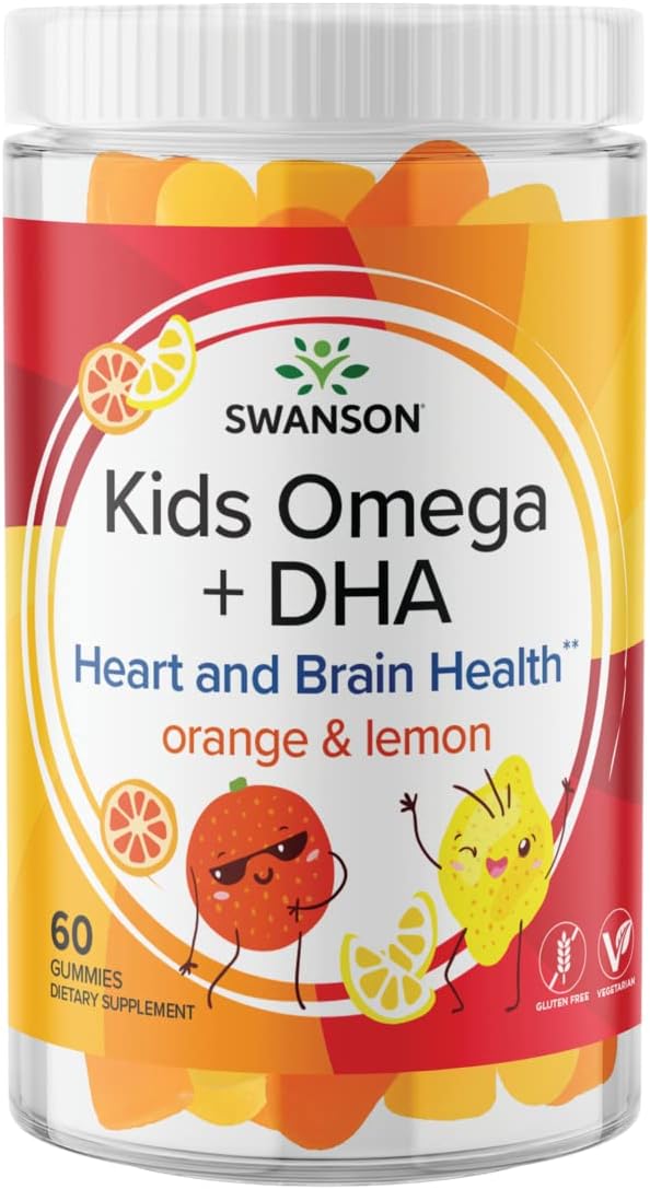 Swanson Kids Omega + DHA Gummies - 60 Gummies - Brain and Heart Health