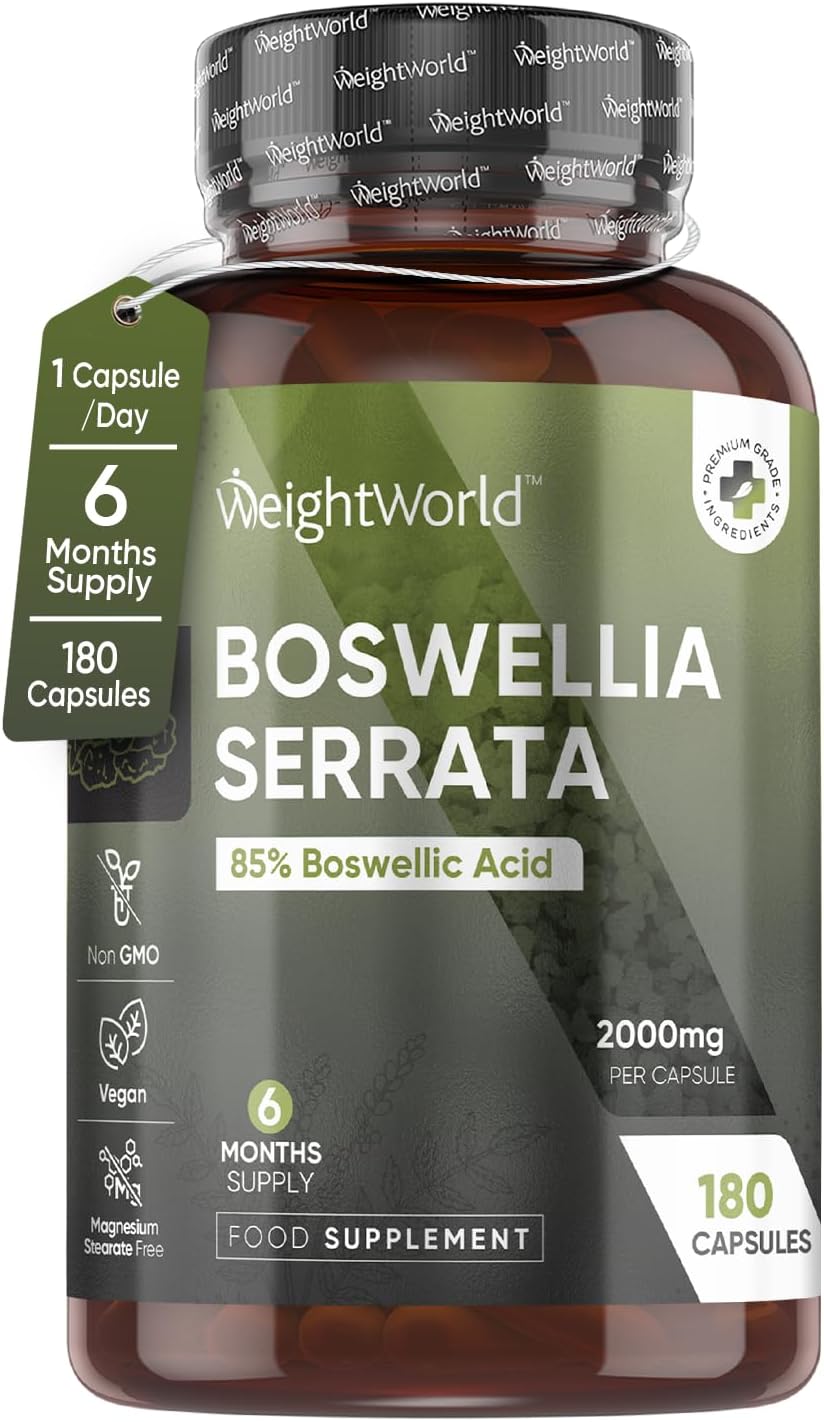 Boswellia Serrata Extract- 2000Mg - 85% Boswellic Acid (400Mg Per Capsule) - 180 Capsules - 6 Months Supply - Indian Frankincense Resin - 5:1 Extract Boswellia Per 1 Capsule - Vegan & Non-Gmo