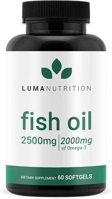 Luma Nutrition Omega 3 Fish Oil Supplement - Extra Strength 2500Mg - 2000Mg Epa & Dha - Brain And Heart Health - 60 Softgels