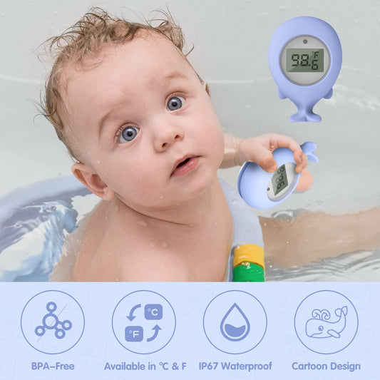 Baby Bath Thermometer Floating Bath Toy, Bathtub Thermometer WaterTemperature Warning Baby Bath Safety(Whale)
