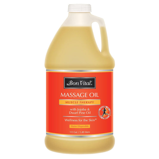 Bon Vital' Muscle Therapy Massage Oil Made With Dwarf Pine Oil & Essential Oils For A Soothing Massage & Soreness Relief, Can Be Combined With The Iastm And Graston Techniques, 1/2 Gallon Bottle
